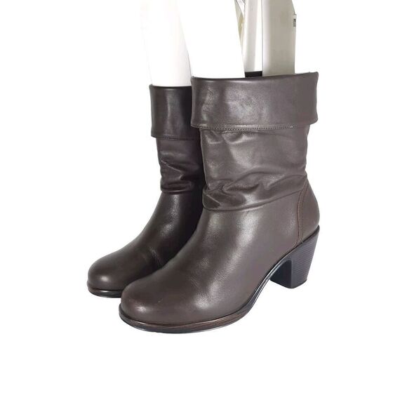 Dansko Women’s Bobbi US6-6,5 EU 37 Brown Leather Roll Down Slouch Boots - Picture 1 of 14